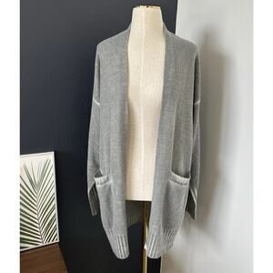ALLUDE Cashmere Open Front Cardigan Sweater Pockets